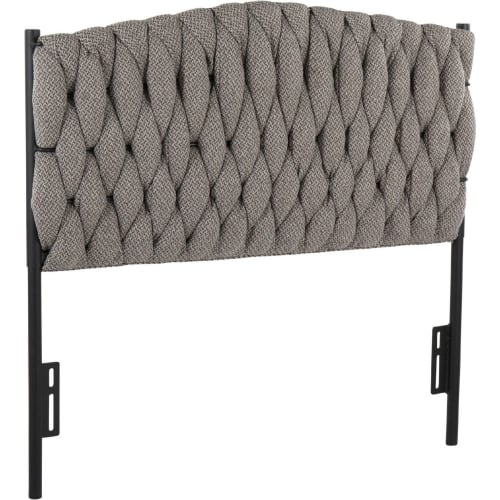 Braided Matisse Twin Headboard in Grey Fabric & Black Metal